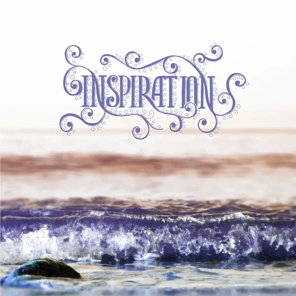 Lettrage d'inspiration sur fond de mer flou — Image vectorielle