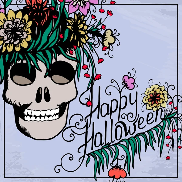 Halloween mão cartão desenhado — Vetor de Stock
