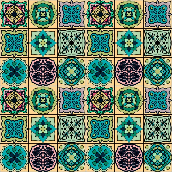 Coloridos adornos de azulejos marroquíes — Vector de stock