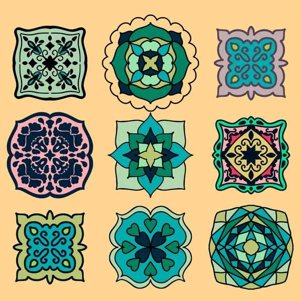 Kleurrijke Marokkaanse tegels ornamenten — Stockvector