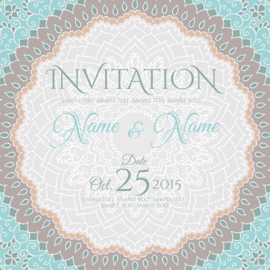 Mandala süsleme ile davetiye kartı tasarım