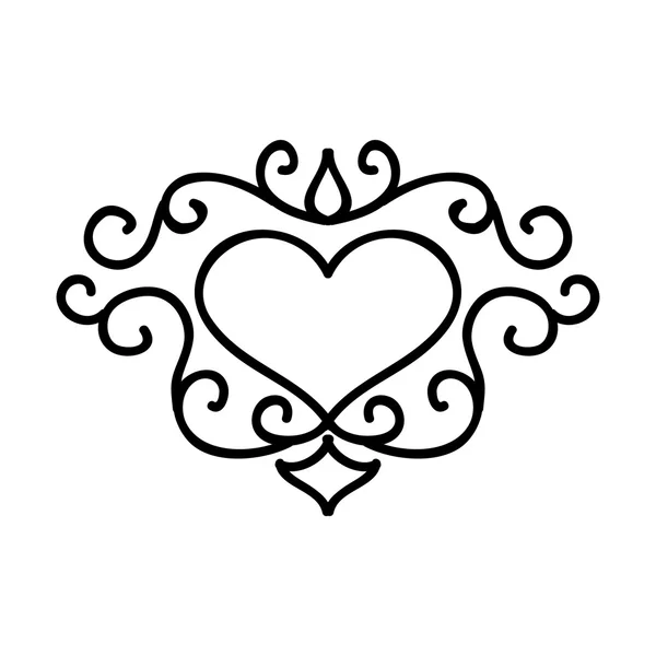 Marco vintage caligráfico floral con corazón — Vector de stock