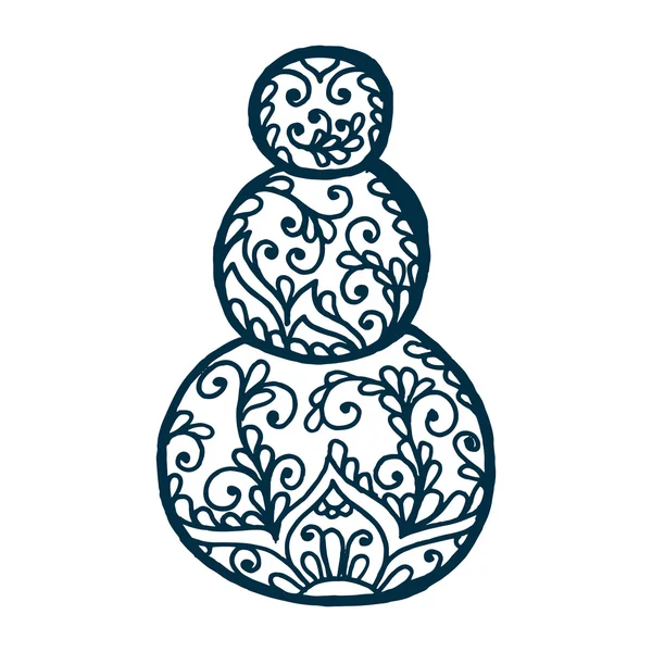 Bonhomme de neige de Noël avec ornement floral en dentelle — Image vectorielle