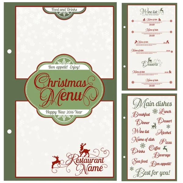 Vánoční sváteční menu design. — Stockový vektor