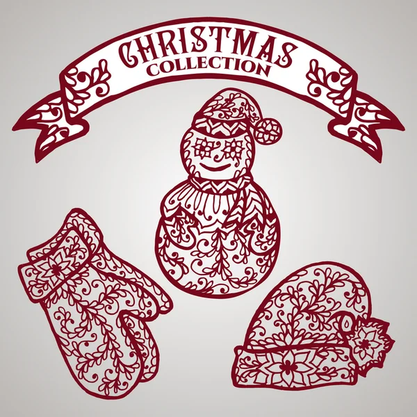 Colección de Navidad. Iconos con mandala — Archivo Imágenes Vectoriales