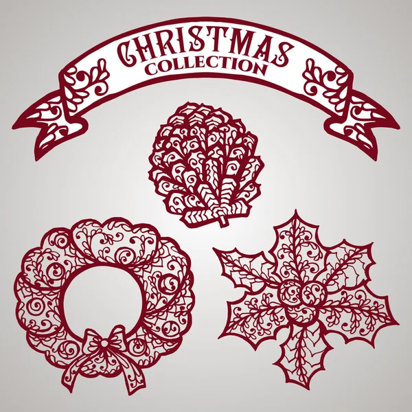 Χριστουγεννίατικη συλλογή. Εικονίδια με Μάνταλα — Διανυσματικό Αρχείο