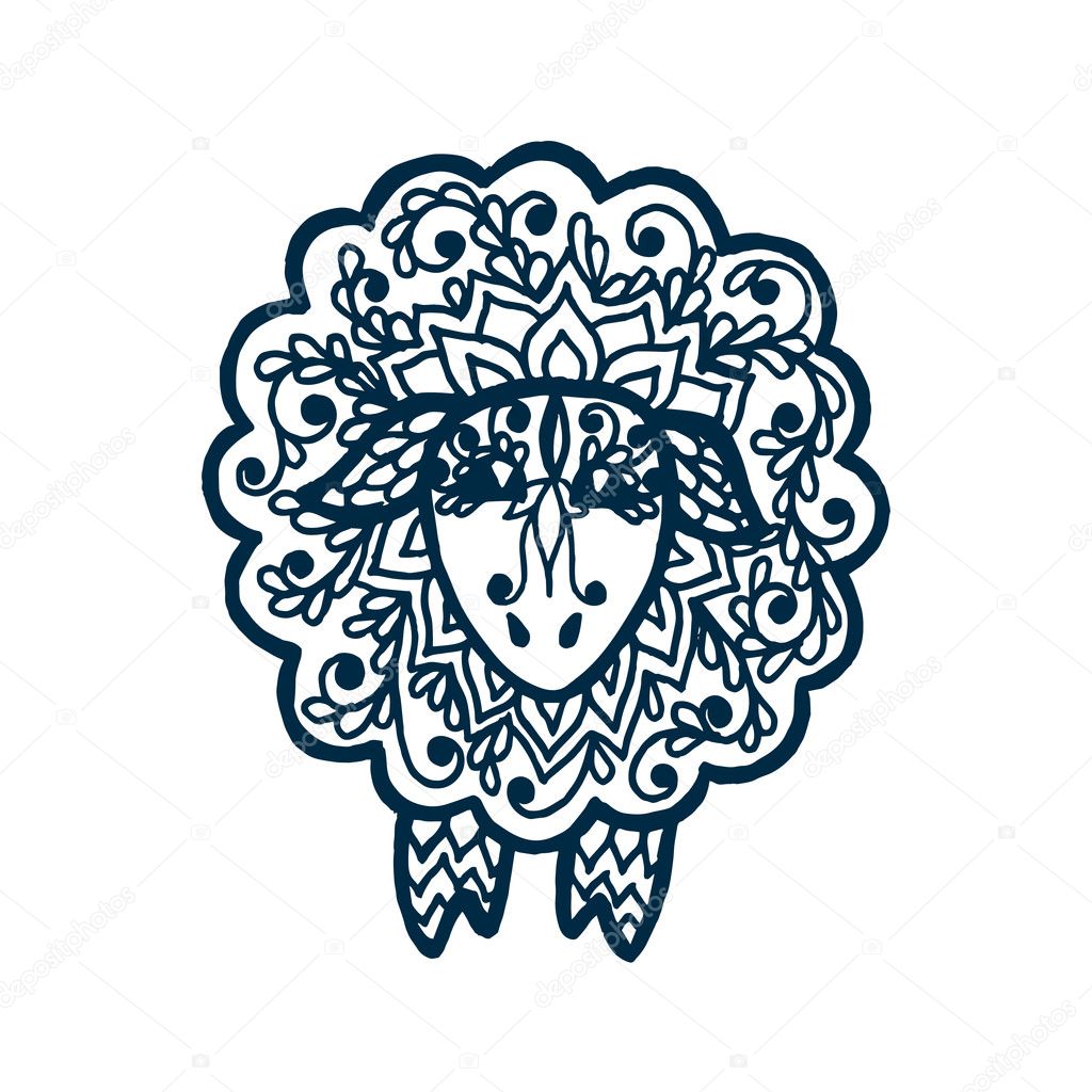 Isolated Sheep with floral lace