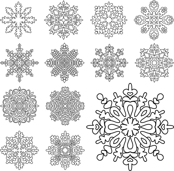 Flocos de neve decorativos inverno — Vetor de Stock