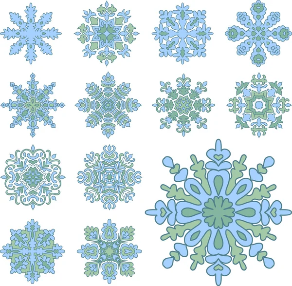 Decoratieve winter sneeuwvlokken — Stockvector