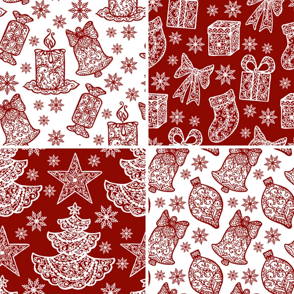 Seamless christmas patterns — Stock Vector