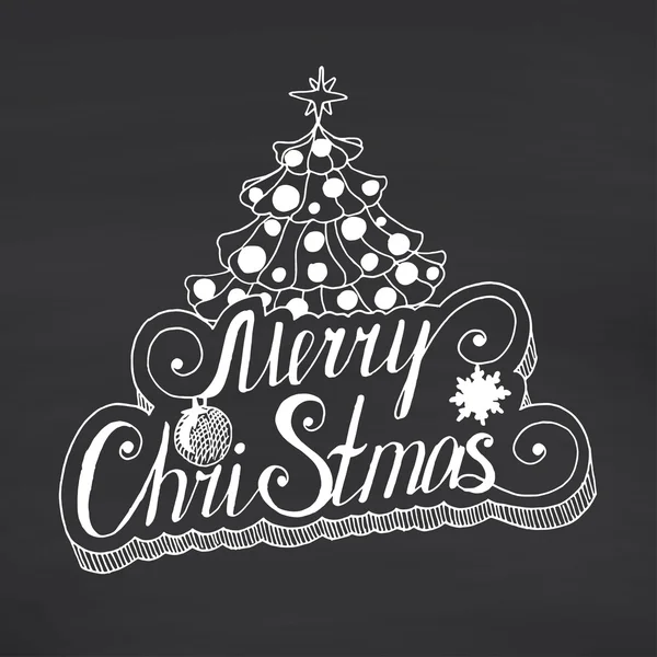 Merry Christmas belettering op schoolbord — Stockvector