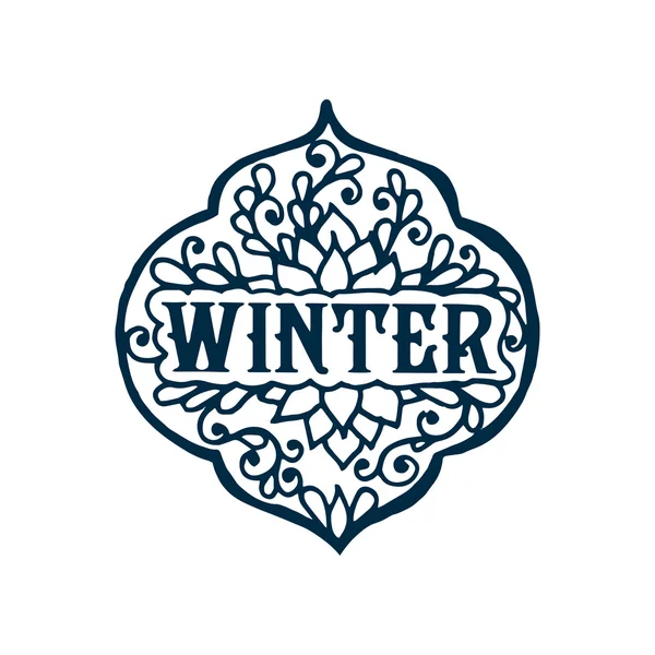 Winter Schriftzug mit floraler Spitze — Stockvektor