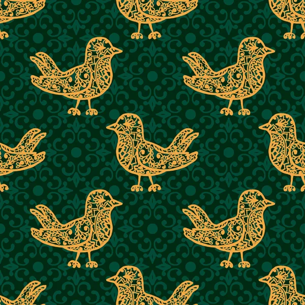 Naadloos met pictogrammen van vogels ornament — Stockvector