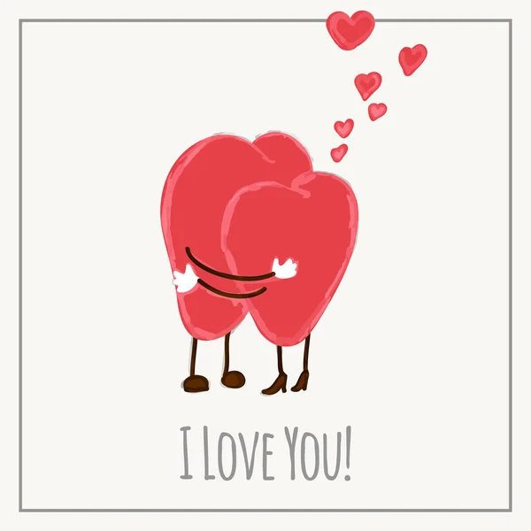 Card with two hearts — Stock Vector