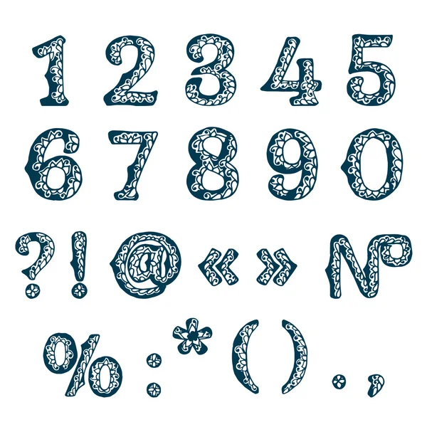 Números y símbolos caligráficos — Vector de stock