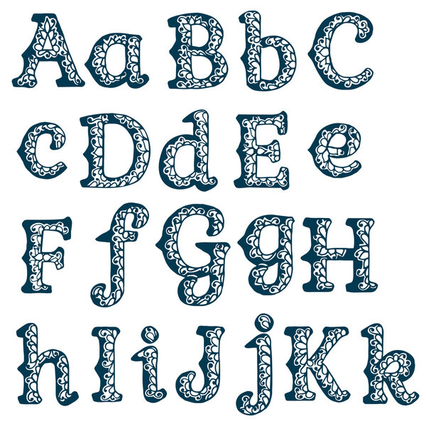 Set of Isolated stylized calligraphic illustrations