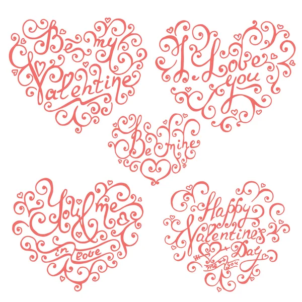 Set di calligrafia San Valentino — Vettoriale Stock