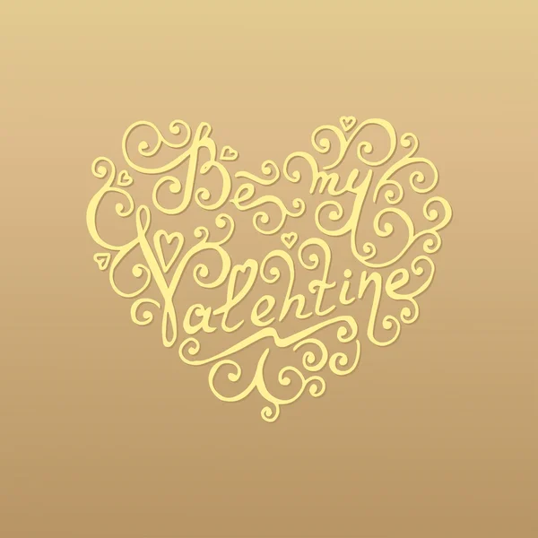 Be my Valentine golden floral lettering — Stock Vector