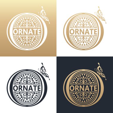 Kaligrafi tasarım öğesi. Altın logosu