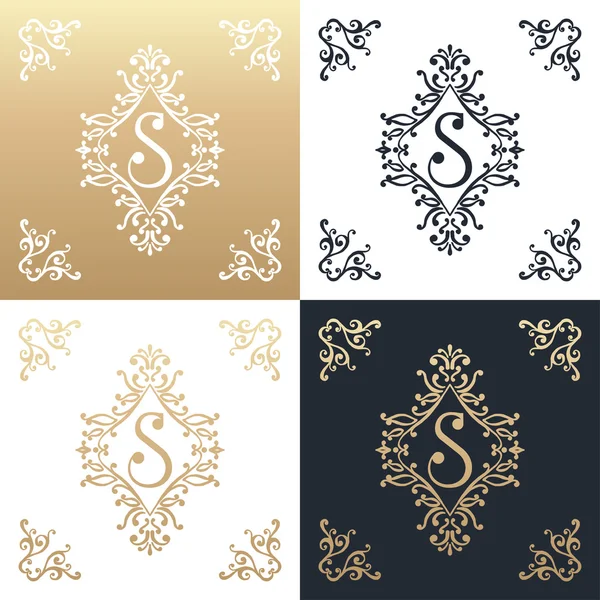 Elemento di design calligrafico. Marchio d'oro — Vettoriale Stock