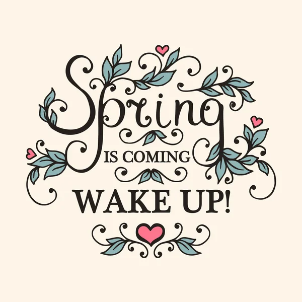 Svegliati La primavera sta arrivando . — Vettoriale Stock
