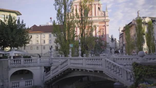 Lublaň Slovinsko Pohled Lublaňské Centrum — Stock video