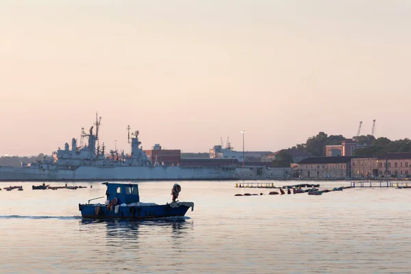 Sea Port Ships Boats Dawn Sea Town — Stock Photo, Image