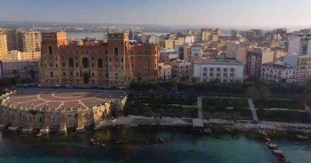 Flygtimelapse Taranto Stad Italien — Stockvideo