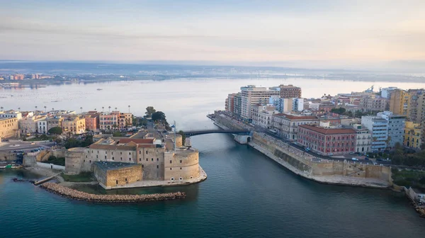 Taranto Şehrinin Havadan Görünüşü Puglia Talya — Stok fotoğraf