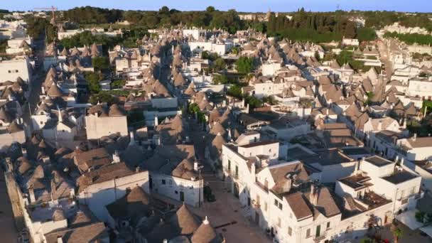 Prachtig Uitzicht Vanuit Lucht Traditionele Trulli Huizen Alberobello Provincie Bari — Stockvideo