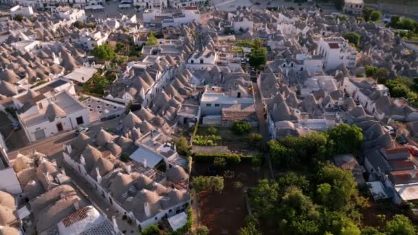 Flygfoto Över Liten Stad Apulien Alberobello Italien — Stockvideo