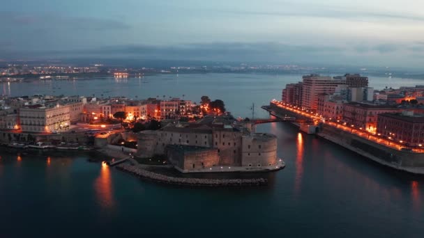 Widok Lotu Ptaka Zamek Taranto — Wideo stockowe