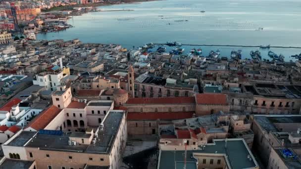 Vista Aérea Cidade Velha Taranto Puglia Itália — Vídeo de Stock