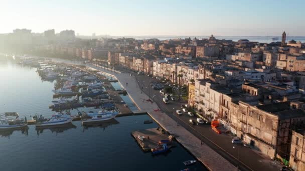 Widok Lotu Ptaka Stare Miasto Taranto Puglia Włochy — Wideo stockowe