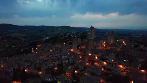 Flygfoto Över San Gimignano Toscana — Stockvideo