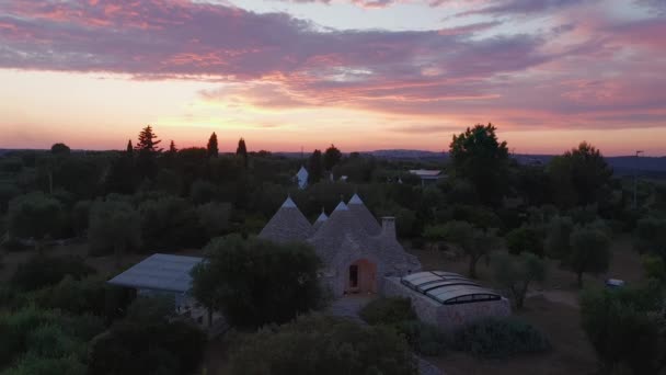 Aerial View Trullo Traditional House South Italy — Stock Video