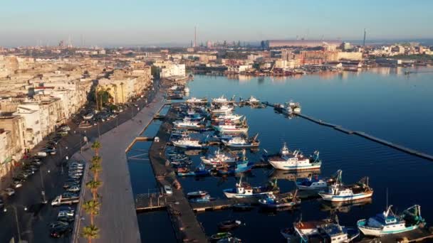 Uma Vista Aérea Cidade Velha Taranto Puglia Itália — Vídeo de Stock