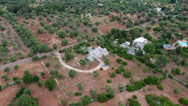 Luchtfoto Van Trullo Traditioneel Huis Van Zuid Italië — Stockvideo