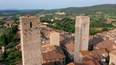 San Gimignano, Toskana havadan görünümü