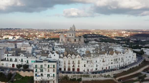 Flygfoto Över Locorotondo Stad Italien — Stockvideo