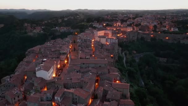 Pitigliano Talya Talya Nın Pitigliano Kentinin Mimarisini Gösteren Bir Hava — Stok video