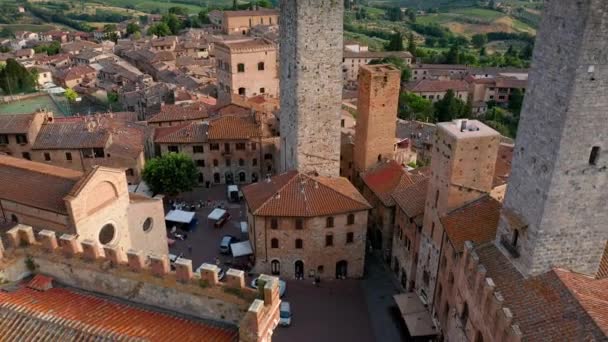 San Gimignano Toskana Havadan Görünümü — Stok video