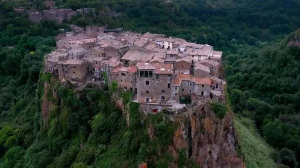 Veduta Aerea Del Paese Calcata Vecchia Provincia Viterbo — Video Stock