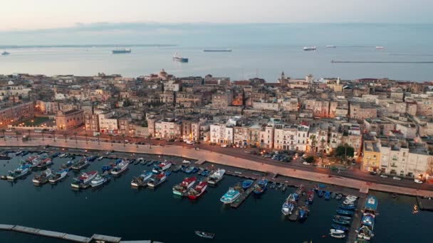 Una Vista Aérea Del Casco Antiguo Taranto Puglia Italia — Vídeos de Stock