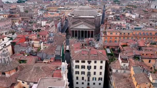 Roma Daki Pantheon Havadan Görünüşü Antik Bir Tapınak Talya Nın — Stok video