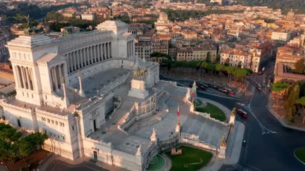 Anavatanın Sunağı Altare Della Patria Nın Ikonik Neoklasik Yapısını Gösteren — Stok video