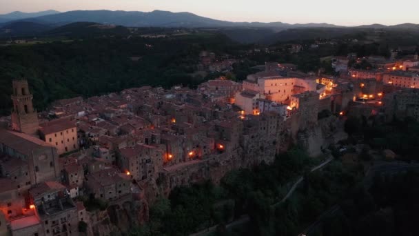 Widok Lotu Ptaka Średniowieczne Miasto Pitigliano Toskanii Włochy — Wideo stockowe