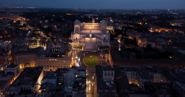 Vista Aérea Vittoriano Famoso Marco Roma Itália — Vídeo de Stock