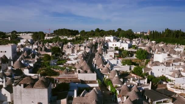 Veduta Aerea Dei Trulli Della Città Alberobello Italia Drone Volare — Video Stock