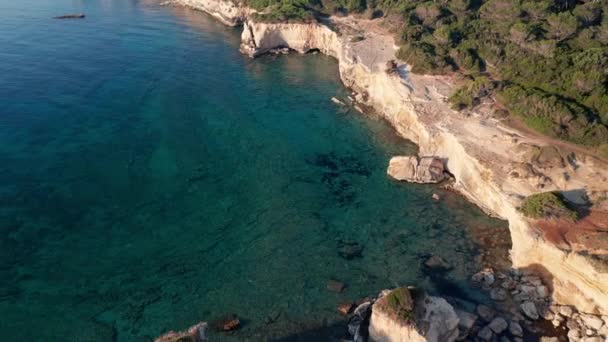 Veduta Aerea Della Bellissima Costa Con Acqua Cristallina — Video Stock